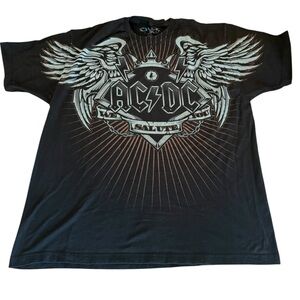 AC DC We Salute You Liquid Blue Band Graphic T Shirt Mens XXL Black Cotton